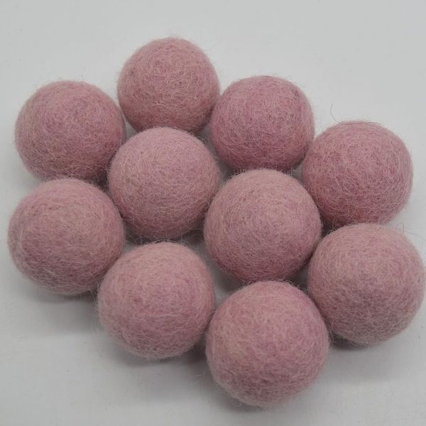 100% Wool Felt Balls - 3cm - 10 Count - Pastel Pink
