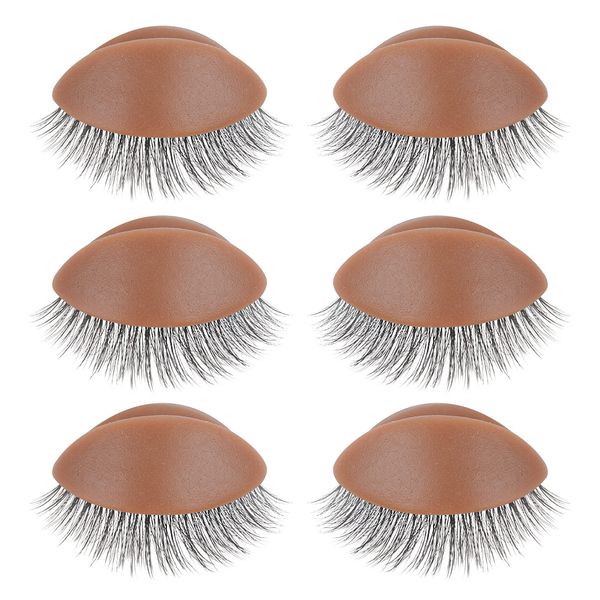 WBCBEC 3 Pairs Replacement Eyelids for Mannequin Head Removable Realistic Eyelids with Eyelashes Mannequin Head Eyelids for Eyelash Training Practice Makeup Eyelash Extensions (Black)