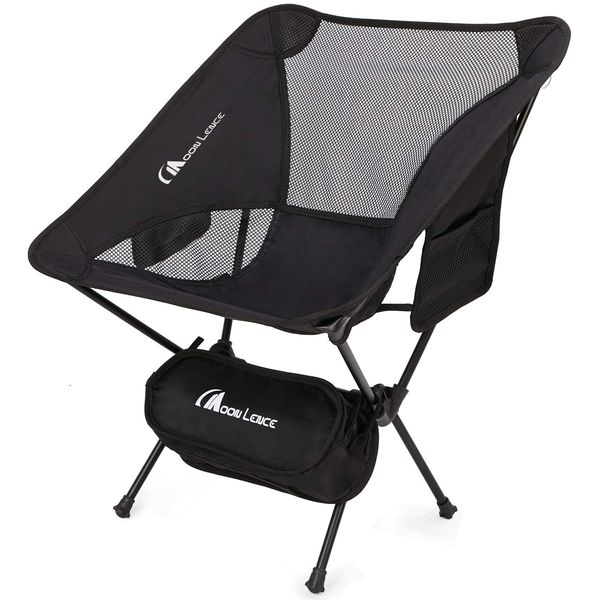 MOON LENCE CH-7 Outdoor Chair, Camping Chair, Foldable, Compact, Ultra Lightweight, 2.0 lbs (907 g), Storage Bag Included, Hiking, Fishing, Climbing, Load Capacity 330.7 lbs (150 kg), Black