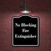 No Blocking Fire Extinguisher BLACK Aluminum Composite Sign 20''x24''