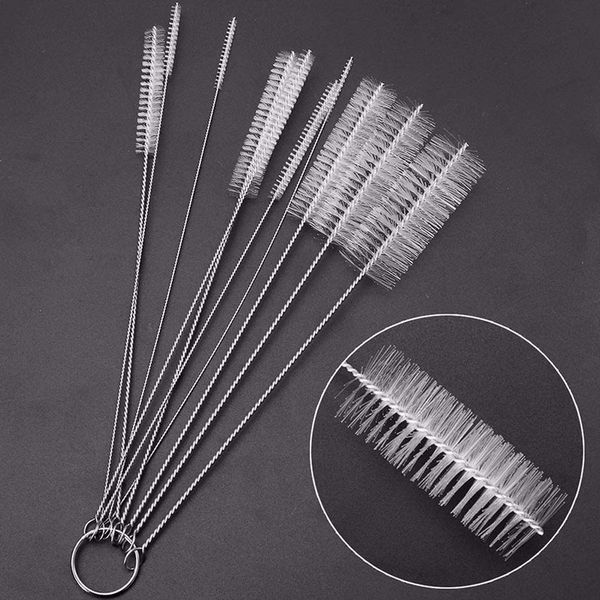 Zhiye Pipe Tube Brush Pipe Cleaning Brushes, Nylon Drinking Straws Cleaner Brush 10 Pieces set for Washing Kettle Spout, Teapot Nozzle White