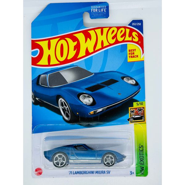 Hot Wheels - '71 Lamborghini Miura SV - Blue - Exotics 202/250 - Mint/NrMint Ships Bubble Wrapped in a Box