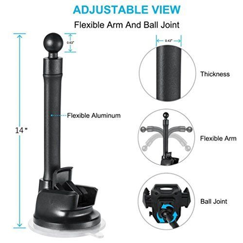 Premium Car Mount Magnetic Dash Windshield Phone Holder Long Gooseneck Window Swivel Dock [Extra Strong Grip Magnets] for Net10 Huawei Pronto - Net10 LG G Flex 2 - Net10 LG G3 - Net10 LG G4
