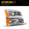 Headlights Bumper Lamps Set with Light for 2003-2006 Chevy Silverado Avalanche