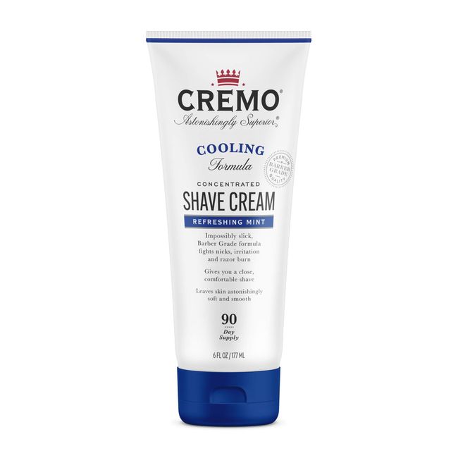 Cremo Barber Grade Cooling Shave Cream, Astonishingly Superior Ultra-Slick Shaving Cream Fights Nicks, Cuts and Razor Burn, 6 Fl Oz