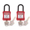 POFET 2pcs Safety Padlock Red, Engineering Plastic Insulated Padlock Security Lock Label Energy Isolation