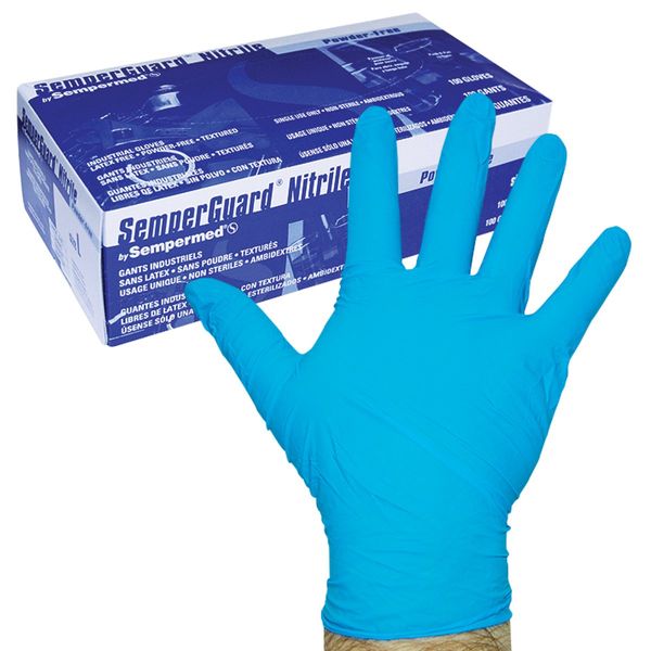 Sempermed EL-100 4-mil Blue Nitrile Gloves-Large-Box/100, Large