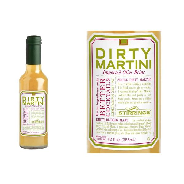 Stirrings All Natural Dirty Martini Cocktail Mixer - 12 ounce bottle | Pack of (3)