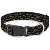 Buckle-Down 15-26" Insects Scattered Black Plastic Clip Collar, Large