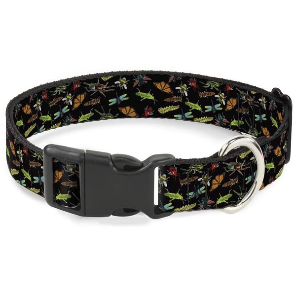 Buckle-Down 15-26" Insects Scattered Black Plastic Clip Collar, Large