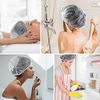 FirstKitchen 100PCS Disposable Shower Caps, Elastic Plastic Clear Hair, Medium Shower Cap, Thicker Waterproof Clear Bath Caps for Women Short Hair Treatment, Salon, Spa, Hotel, Travel(17.3")