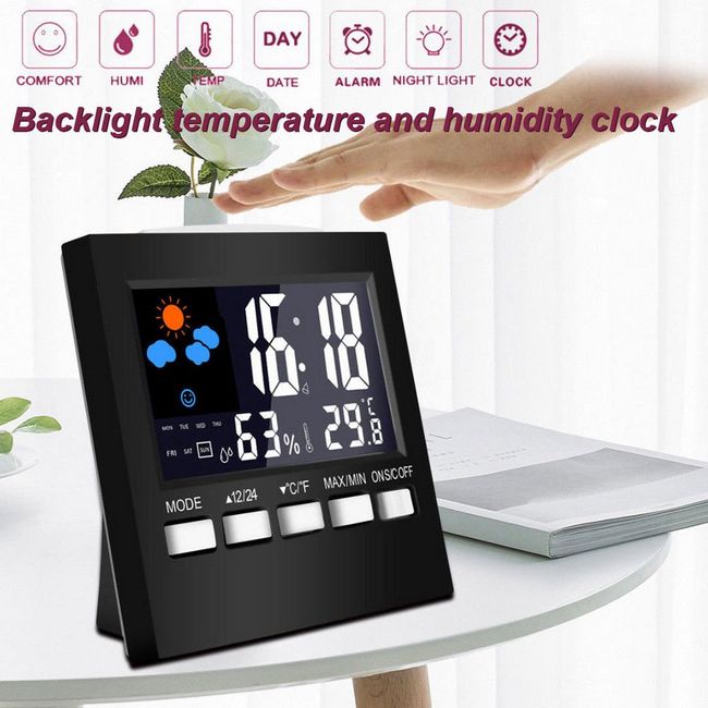 LED Digital Thermometer Hygrometer Indoor Multifunction Desktop