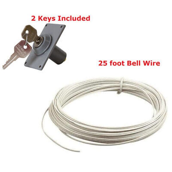 Garage Door Opener External Key Switch with 25ft Bell Wire and 2 Keys