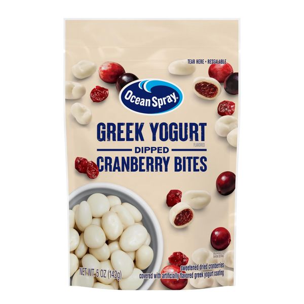 Ocean Spray® Greek Yogurt Covered Craisins®, Greek Yogurt Flavored, Covered Cranberries, Dried Fruit, 5 Oz Pouch (Pack of 12)