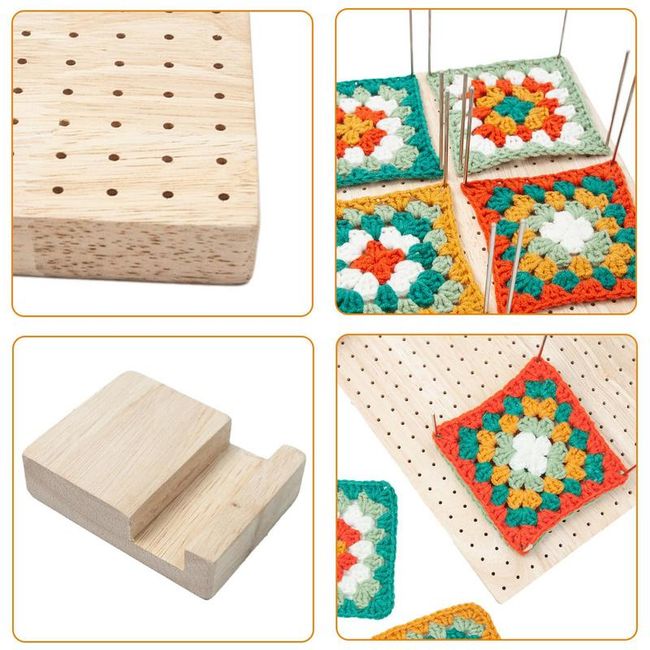  Granny Square Blocking Board, Wooden Blocking Board, Crochet  Blocking Boards Set for Knitting and Crocheting, with Stainless Steel Rod  Pins and Stand