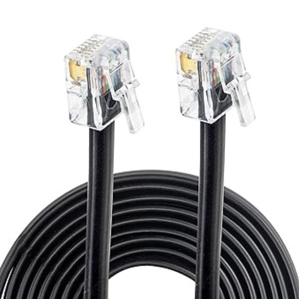 High Speed RJ11 to RJ11 ADSL Cable, 2m Ethernet extension lead, cable for wifi router, Internet Lead, Modem cable for Broadband Port,4 pin long Wire,internet landline for Router, Modem, Phone Socket.