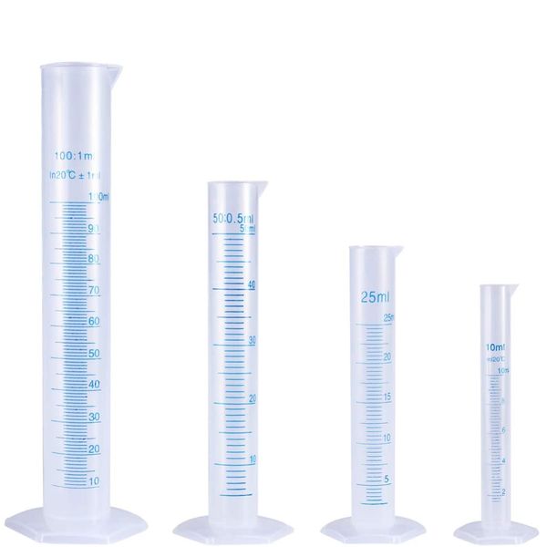 TEHAUX Measuring Cylinder, Transparent Measuring Cup, Measuring Beaker, Liquid Container, Plastic, Transparent Measurement, 0.3 fl oz (10 ml), 0.8 fl oz (25 ml), 1.9 fl oz (50 ml), 3.4 fl oz (100 ml)