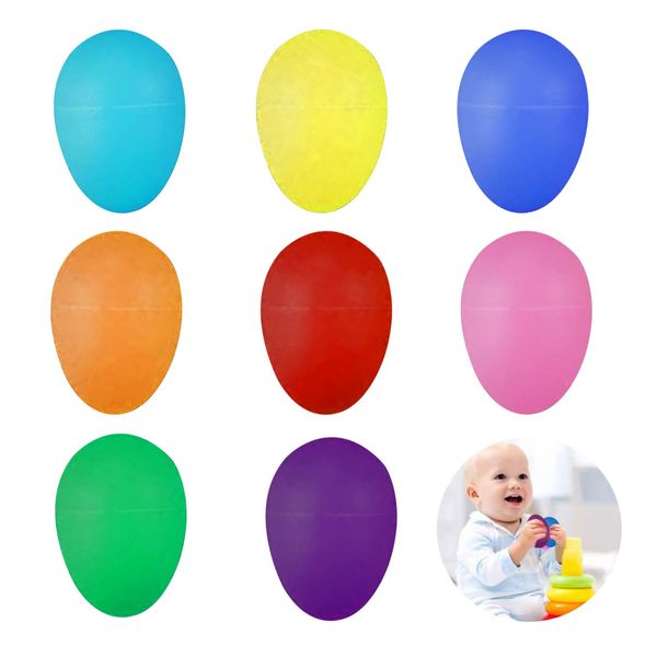 Eier Maracas,Musical Egg Shaker,Percussion Musikintrument,Bunte Musikeier Klangeier,Rhythmus Eier,Musikalische Früherziehung,Für Eltern-Kind-Aktivitäten,Kindergarten-Früherziehung,8 Stück