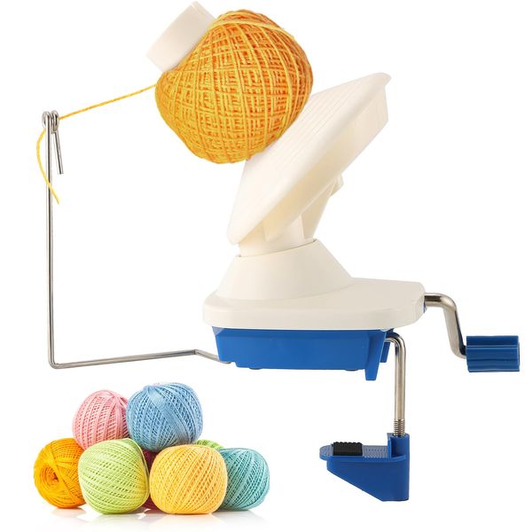 Yarn Ball Winder, Hand-Operated Yarn Ball Winder Swift Yarn Winder, Needlecraft Yarn Ball Winder Hand-Operated (Blue)