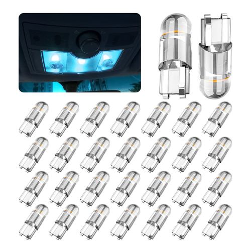 30-Pack 194 LED Light Bulbs 6000K White, 168 2825 W5W T10 Wedge COB LED Replacement Bulbs, Dome Map Door Courtesy License Plate Lights, 0.36W 12V Error Free Interior Bulbs for Cars (Light Blue)