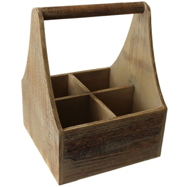 Oak Effect Four Bottle Wooden Carrier