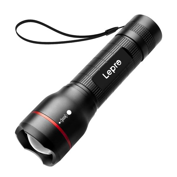 Lepro LED Torch, LE 2000 Super Bright Flashlight, Powered by AAA or 18650 Rechargeable Battery, Water Resistant, 5 Modes, Zoomable, Small Handheld Torch for Camping, Dog Walking, Running, Emergency