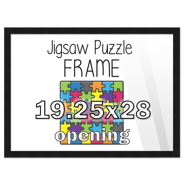 CountryArtHouse 19.25x28 Puzzle Frame Set with Peel & Stick Puzzle Glue Sheets Black Wood - Includes Acrylic Front, Foam Backing Board, and Wall Hardware