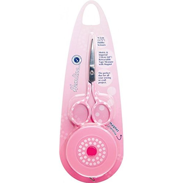 Hemline Scissors & Polka Dot with Tape Measure Pink - each