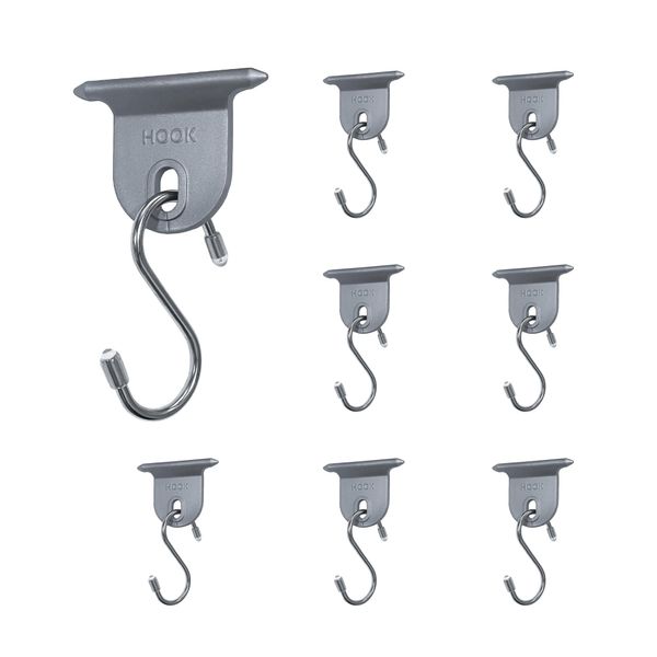 AWNLUX RV Awning Hooks for Lights Camping Awning Accessory Hangers S Shaped Hooks Set Rv Party Light Hangers for Camping Tent Indoor and Outdoor Supplies (Grey and Silver,8 Pairs)