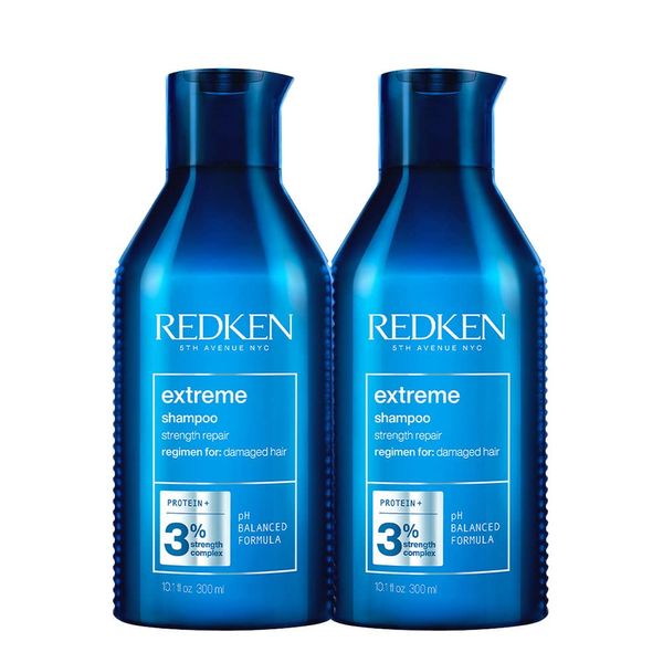 Redken Hair Shampoo for Brittle and Damaged Hair, Anti Hair Breakage, with Soy Proteins, Ceramides, Sepicap and Arginine, Extreme Shampoo, 2 x 300 ml