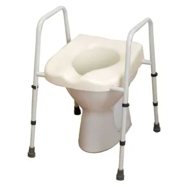 NRS Healthcare Mowbray Toilet Frame with Sloped Seat and Support Handles Extra Wide White