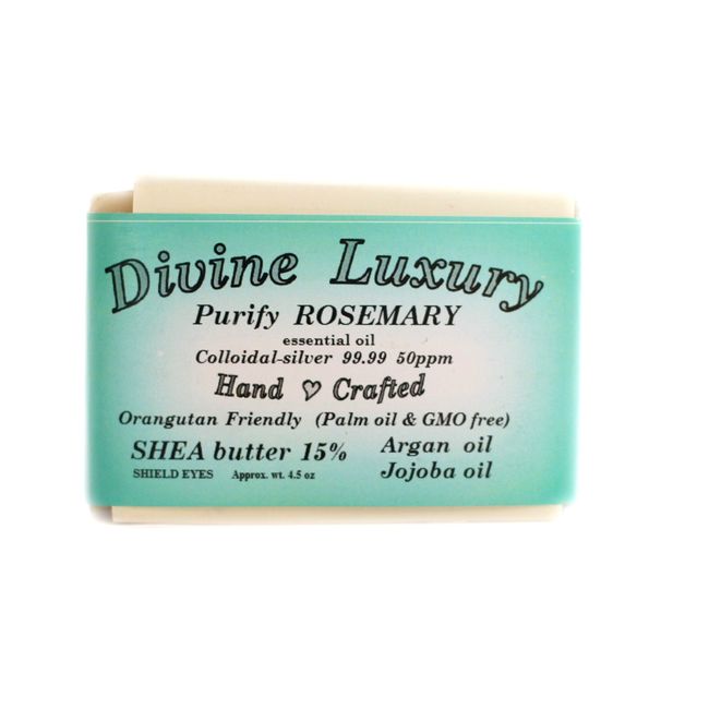 DivineLuxurySoap Colloidal Silver Soap Bar ROSEMARY (essential oil) All Natural, No Palm Oil, Feel Clean, Safe, Bubbly