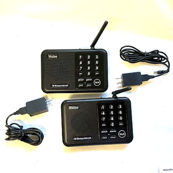 Wuloo FM Wireless Home Intercom System 2 Units 10 Channel 1 Mile Range Black