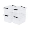 22 Qt Latching Storage Box, Stackable Bin with Latch Lid, Clear, 4-Pack