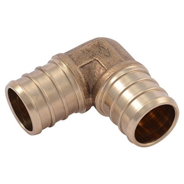 SharkBite UC256LFA10 3/4" 90 Degree Elbow PEX Barb Fitting (10-Pack), Brass