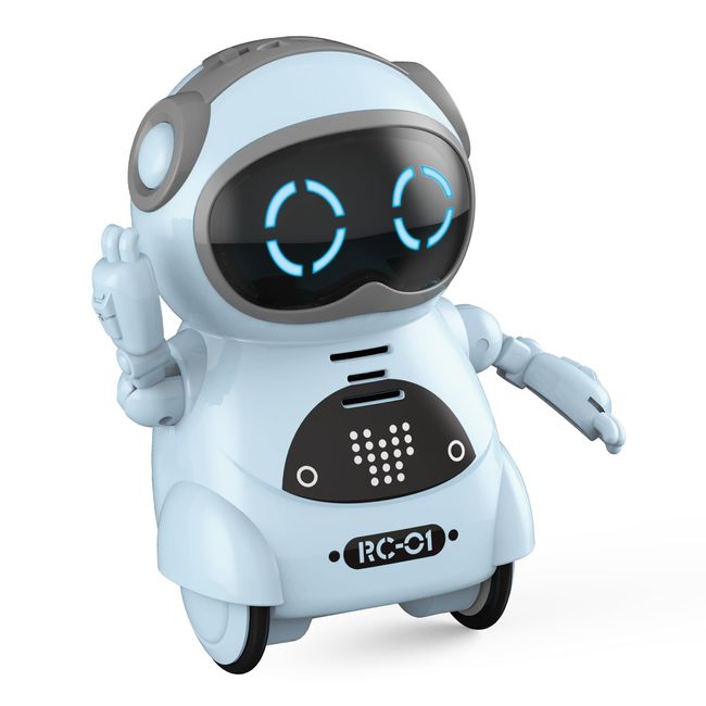 Youcan Robot Pocket Robot Easy English Conversation Talking Toy Educational Toy Communication Robot Birthday Present for Children Boys (Japanese Packaging and Instruction Manual) (Blue)