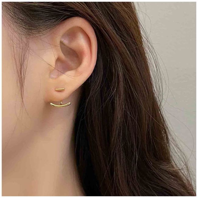 Yheakne Boho Bar Ear Jacket Earrings Gold Stick Studs Earrings Minimalist Geometric Earrings Bar Ear Crawlers Earrings Jewelry for Women and Girls