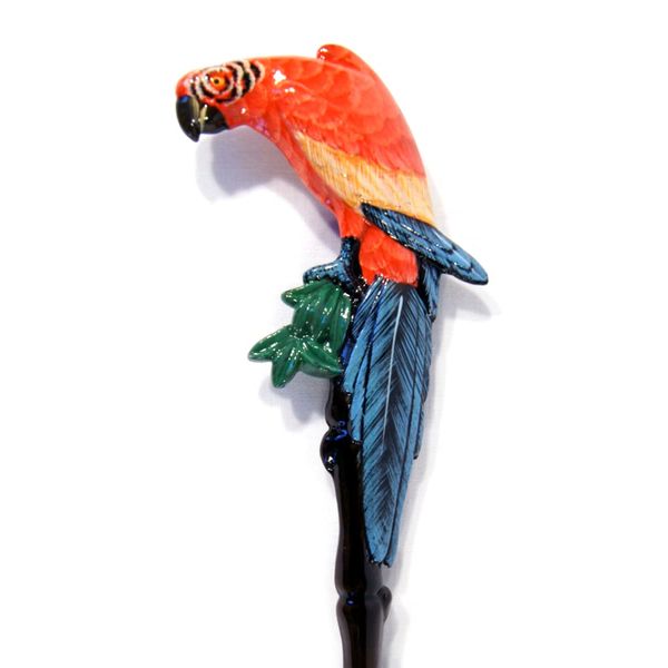 Hand Painted Back Scratcher Red Parrot Bird 18"