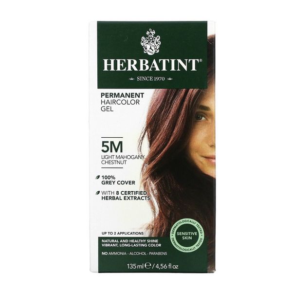 Herbatint Permanent Herbal Hair Color Gel 5M Light Mahogany Chestnut 4.56 ounce