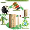 Sumshy 10 Color Soft Bristles Natural Bamboo Toothbrushes Set, Premium BPA Free for Best Clean, Eco-Friendly, Plastic-Free, Vegan, Biodegradable & Compostable Charcoal Wooden Toothbrush