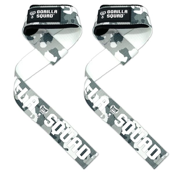 GORILLA SQUAD Wrist Strap, Natural Cotton, Hand Grip Assistance, Weightlifting, Unisex, One Size Fits All (Gray Camouflage)