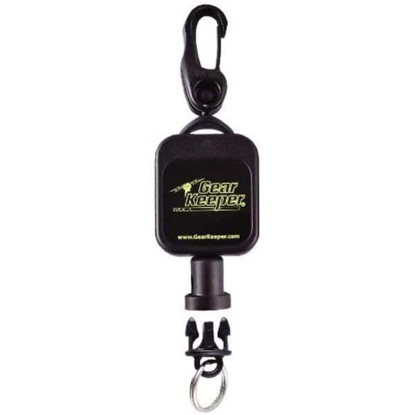 Hammerhead Industries Gear Keeper Micro Retractor / Super Zinger for Fly FIshing – Options - Swiveling Snap Clip, Threaded Stud or Carabiner Clip Mount with Q/C Split Ring Accessory - Made in USA