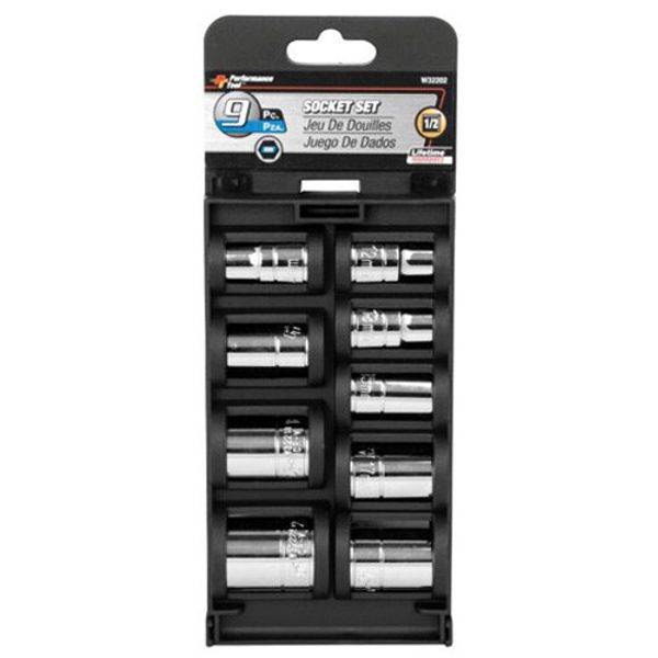 Performance Tool W32202 | 9Pc 1/2" Dr Met Socket Set