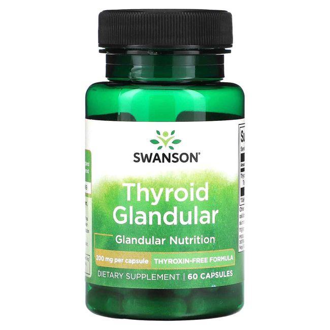 2 X Swanson, Thyroid Glandular, 200 mg, 60 Capsules