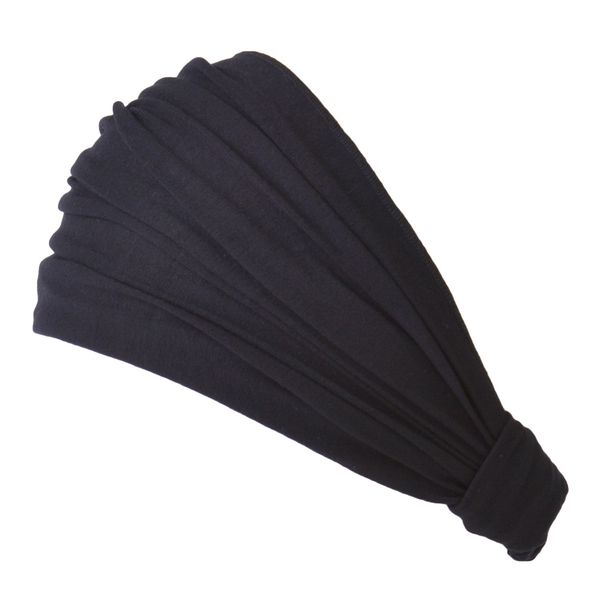 Casual Box Charm Bandanna Headband, Triangular Turban Cloth Made of Viscose Rayon, One Size Fits Most, Available in 26 Solid Colors, Soft and Stretchy, High-Quality, For Men and Women - blk