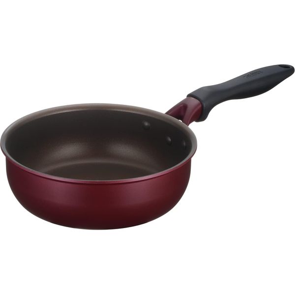 Thermos KFH-020D R Durable Series Stir-Fry Pan, 7.9 inches (20 cm), Induction Compatible, Red