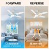 48 Inch White Ceiling Fan with Lights and Remote Control,Dimmable 3 Color Temper