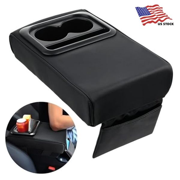 US Auto Center Console Armrest Cover Pillow Cushion with Cup Holder Memory Foam