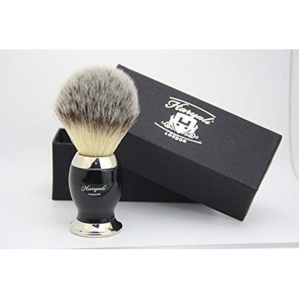 Synthetic Hair Shaving Brush Black & Silver Handle with Classical Box Presant