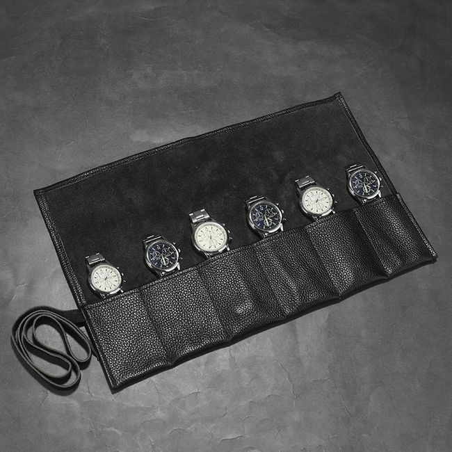 Leather Watch Roll Case for 6 Watches